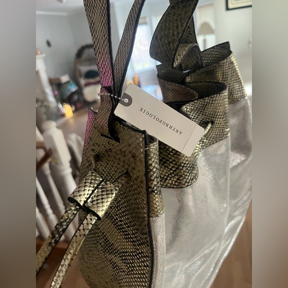 Silver metallic and snakeskin Anthropologie bag - Picture 3 of 7